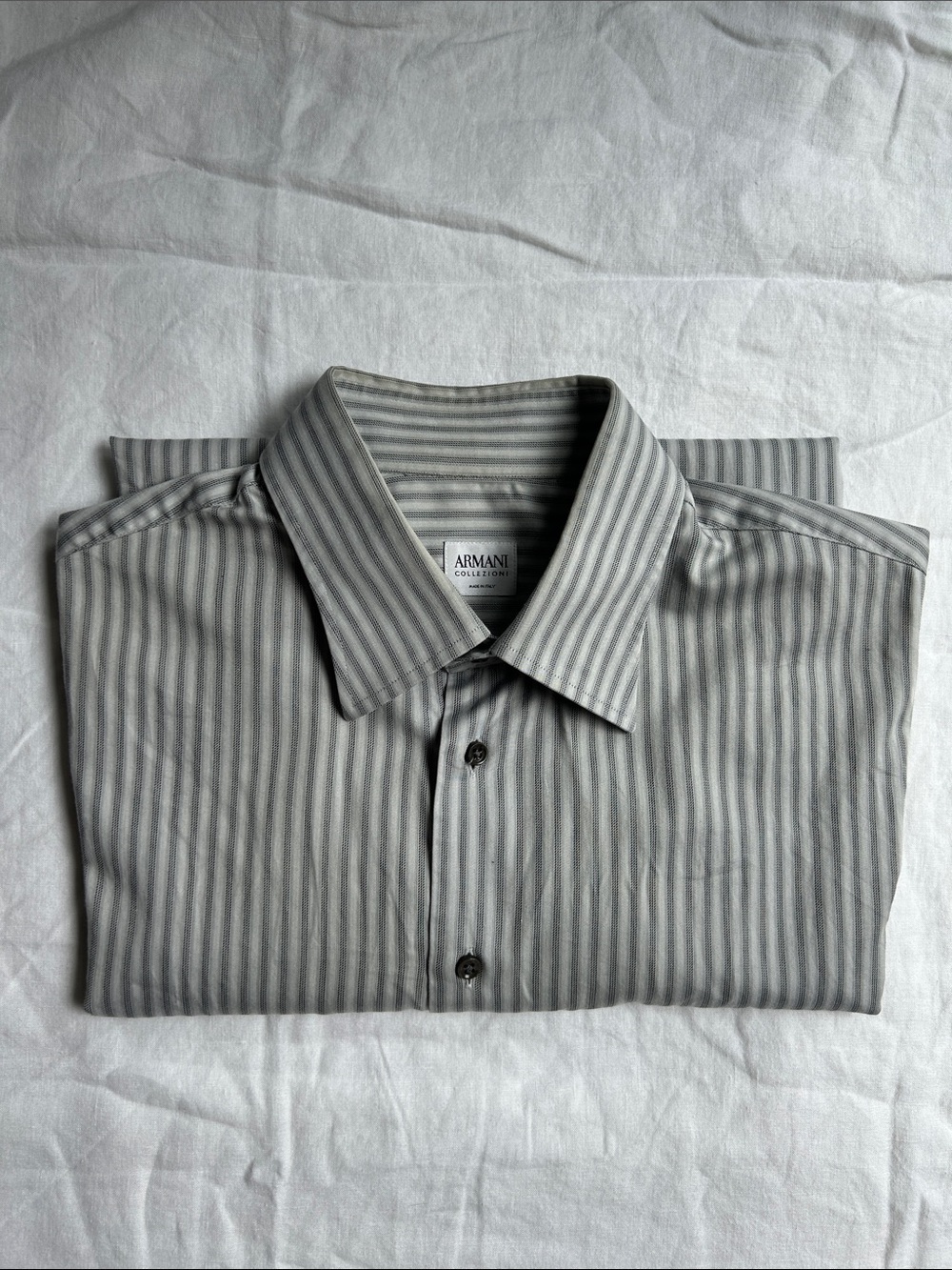 Armani Collezioni (made in 🇮🇹) Gray on Gray Striped Dress Shirt